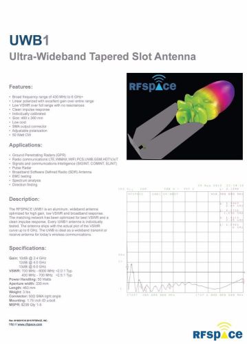 New uwb1 vivaldi tsa antenna 430-6000mhz ads-b sdr radar gpr sigint emc lab horn for sale