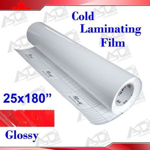 Cold laminating machine/films 25x180&#034; (0.7x5yards) 3mil glossy uv luster vinyl for sale