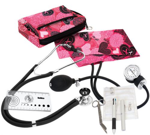 Aneroid Sphygmomanometer / Sprague-Rappaport Nurse Kit® A5 PINK RIBBONS &amp; HEARTS