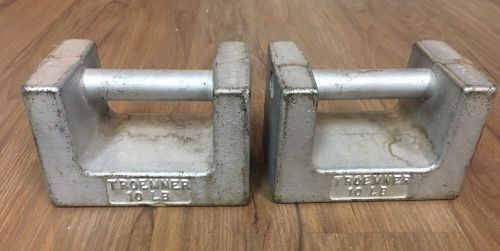 10 lb Class Cast Iron Grip Handle Calibration Scale Weight - Troemner - Lot of 2