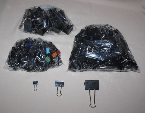 Lot of 400 Binder Clips 3 Sizes Small Medium Large Used Various Brands
