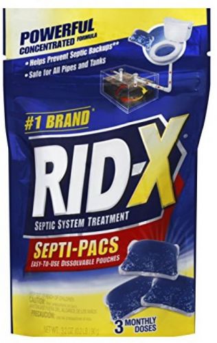 Rid-x septic tank system treatment, 3 month supply dual action septi-pacs, 3.2 for sale