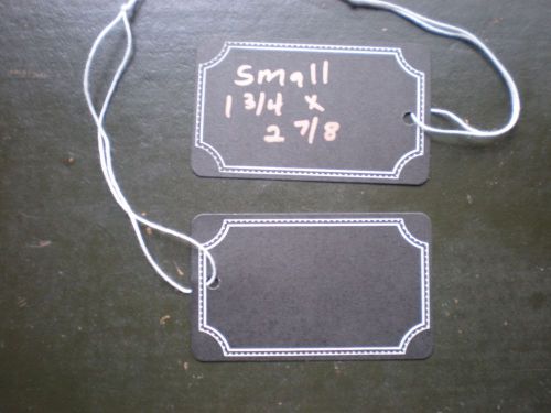 50 Small Chalkboard Blank Price Tags with String- 1-3/4 x 2-7/8- White Scallop