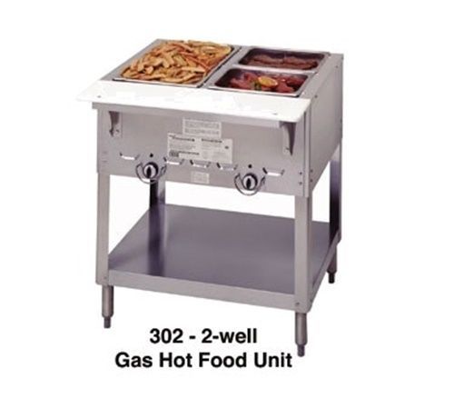 Duke 302 Aerohot steam table Hot Food Unit 30-3/8&#034;L gas (2) 12&#034; x 20&#034; hot...
