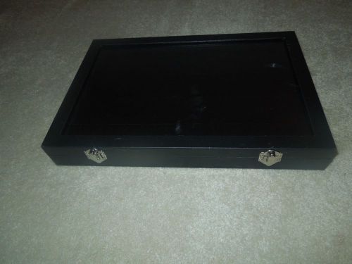 64 Earring Jewelry Display Case Glass Top Black Jewelry Display Case - Black