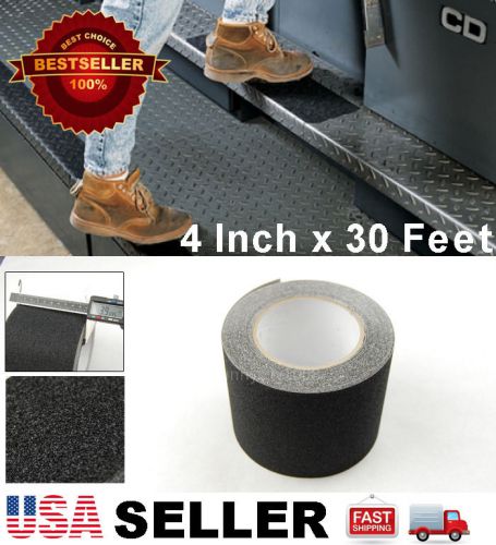 4&#034; x 30&#039; Black Anti Skid Non-Slip Black Mineral Abrasive Safety Step Tape &#034;USA&#034;