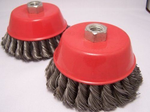 2 x  5&#034; knot cup brush 5/8-11nc angle grinder wire for sale