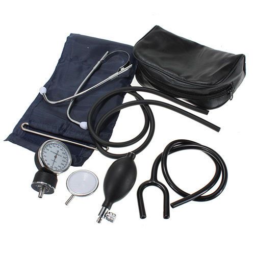Adult size aneroid  blood pressure bp cuff set sphygmomanometer stethoscope kit for sale