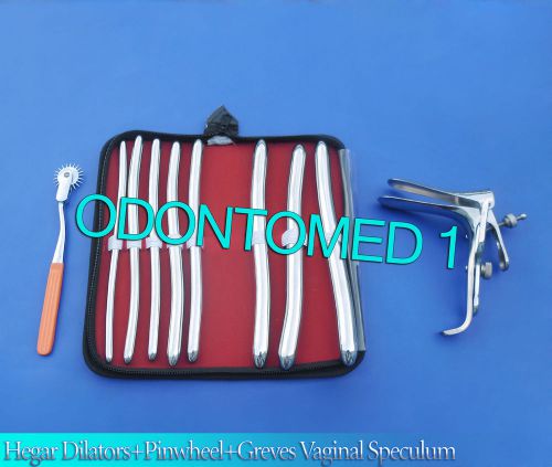 HEGAR DILATOR SOUNDS 8 PCS+ ORANGE PINWHEEL &amp; GRAVES SPECULUM MEDIUM