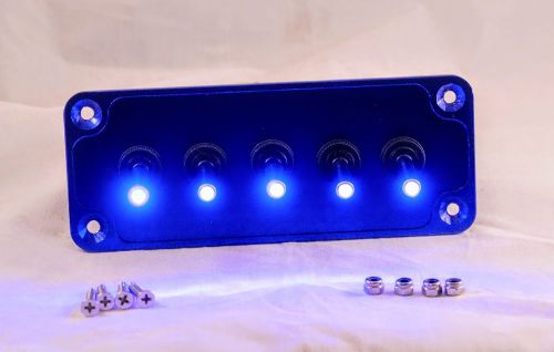BILLET : Blue Anodized Plate w/ LED toggle switches - Blue