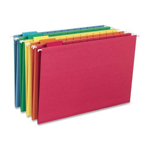 Smead hanging file folder with tab, 1/5-cut adjustable tab, legal size, assorted for sale