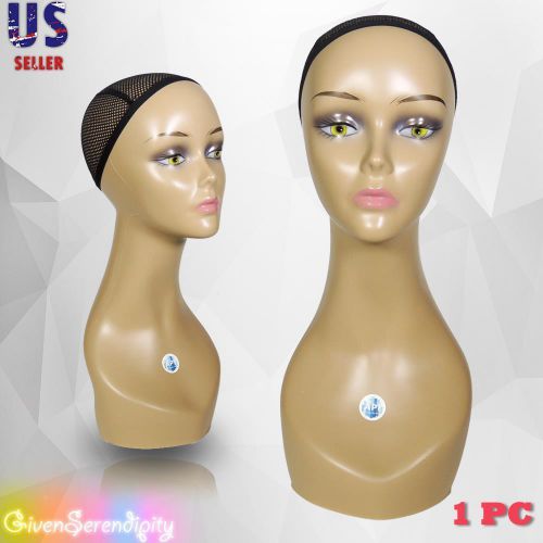 Realistic Plastic Female MANNEQUIN head lifesize display wig hat 18&#034; C2