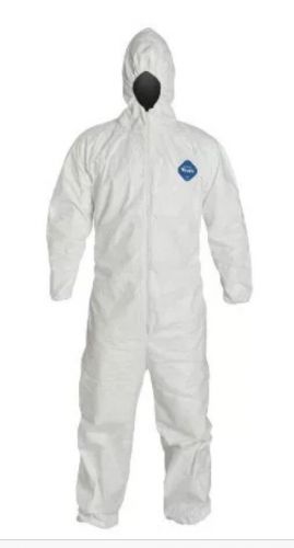 DuPont Tyvek TY127S Disposable Coverall with Hood, Elastic Cuff, White, XL
