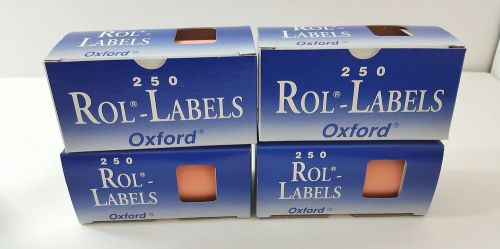 4 Oxford Rol-Labels R444 Typewriter Ready Continuous 250 Roll 1000 SALMON Labels