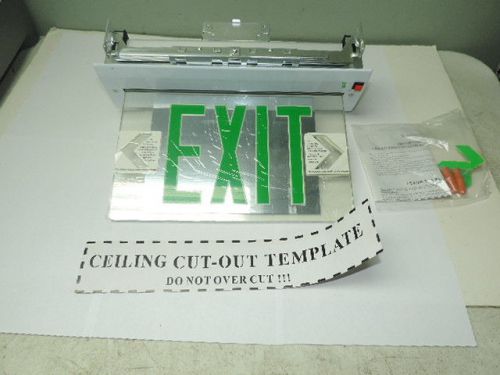 LED Emergency Exit Light Sign Recessed Edge Lit Battery Backup White Double
