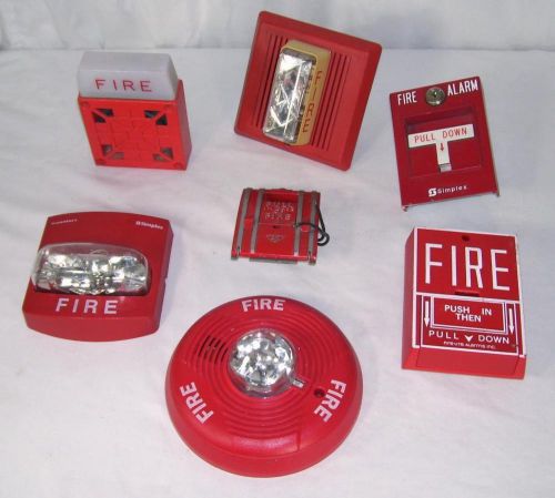 Fire alarm strobe light horn indoor box lot of 7 simplex wheelock edwards for sale