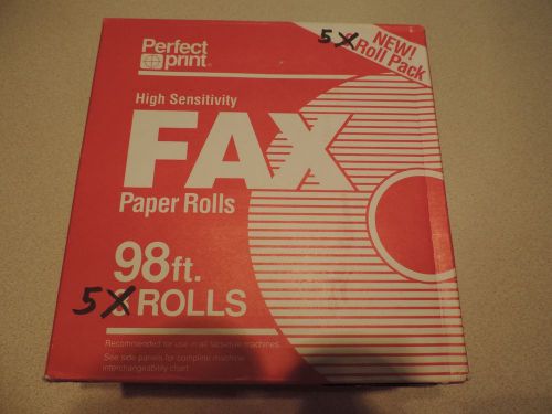 High Sensitivity Fax PAPER ROLLS 8 1/2&#034; X 98&#039; X 1/2&#034; core, Perfect Print 5 count