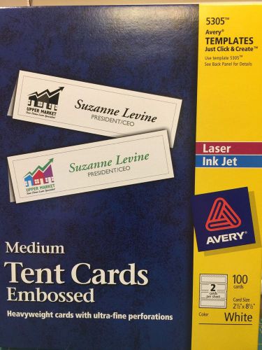 Avery 5305 Medium Tent Cads Embossed 2 1/2&#034; X 8 12&#034; 100 Cards