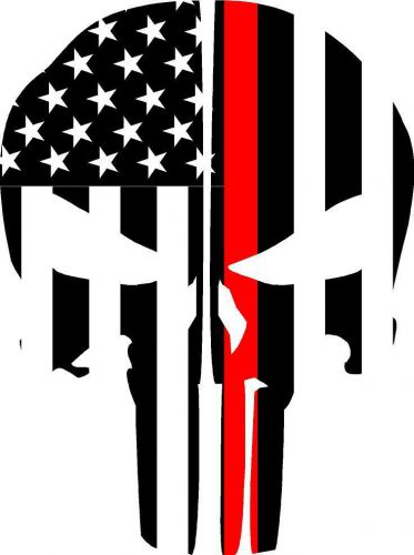 PUNISHER SKULL REFLECTIVE FIRE HELMET DECALS FIRE HELMET STICKER - RED LINE