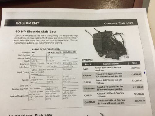 ConCut 40HP Electric Slab Saw C-40E-4G 44 hours excellent condition
