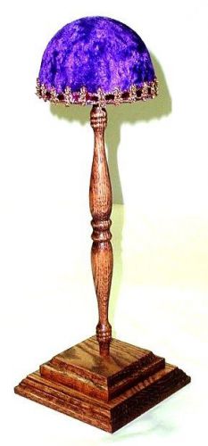 Vintage Stylish Oak Wood Millinery Cap Headgear Hat Stand or Wig Display~Purple