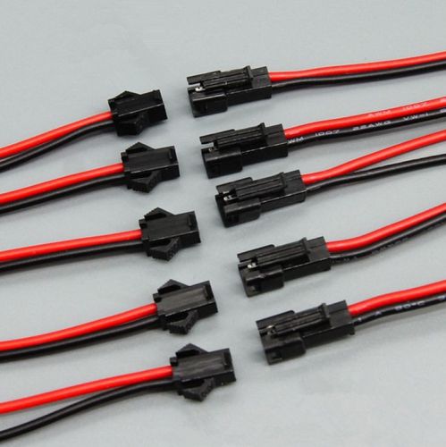 10 Sets 2.54mm SM 2-Pin 2P Connector plug Male / Female with 20cm Wires Cables