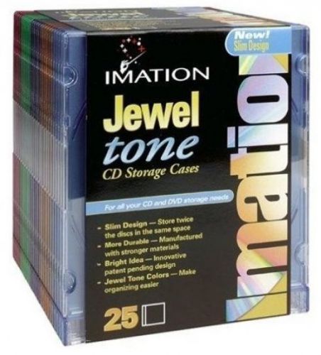 Imation 41085 - CD/DVD Slim Line Jewel Case, Neon, 25/Pack