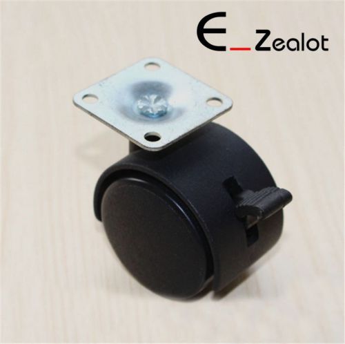 1pc 1.5 Inch Chair Sofa Swivel Caster Wheel Rubber Base With Brake Plate Mount