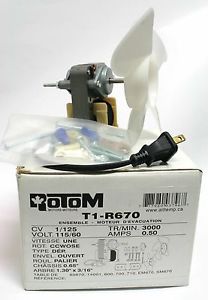 Rotom T1-R670 Fan Motor Kit 1/125 HP 115 V 0.5A 3000 RPM Speed S.P ROT CCWOSE