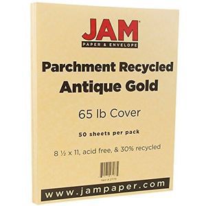 JAM Paper® 8 1/2 x 11 Cardstock - 65 lb Antique Gold Parchment Cover Paper -