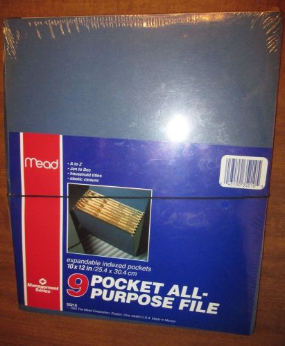 MEAD 9 pocket all-purpose expandable file 10x12 NEW SEALED Free ship home office