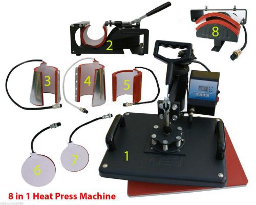 8 in1 Heat Press Machine Digital T-Shirt Mug Plate Cap Transfer Sublimation eqe