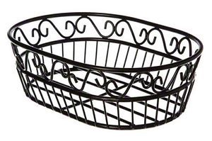 American Metalcraft OSC9 9&#034; Wrought Iron Oval Bread Basket w/Scroll Design