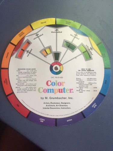 Grumbacher Color Computer Color Harmony Wheel, 8&#034; B 420 1977 Third Edition