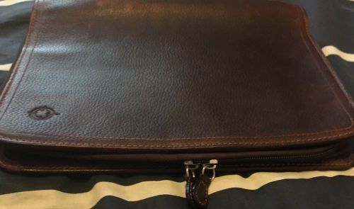 100% Genuine brown leather Weekly/Monthly Planner Organizer Binder Zipper