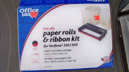 OFFICE MAX  VERIFONE 250/500 PAPER ROLLS 8 ROLLS - NEW 1RED 1BLACK CARTRIDGE