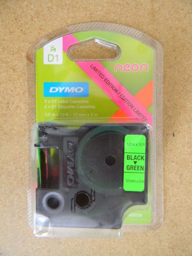 DYMO NEON D1 LABEL CASSETTE TAPES ~ 4 TOTAL ~ 2 GREEN 2 PINK ~ NEW UNOPENED
