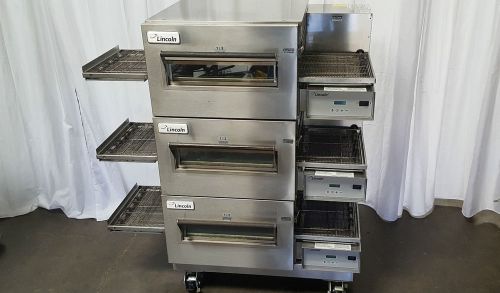 Lincoln impinger 1132 three electric conveyor pizza ovens triple pizza oven for sale