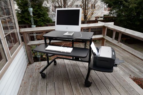 Anthro Cart - Mobile Adjustable Desk - Black Workstation