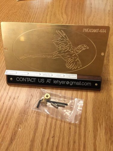 FLYING PHEASANT SOLID BRASS MASTER ENGRAVING PLATE FOR NEW HERMES FONT TRAY