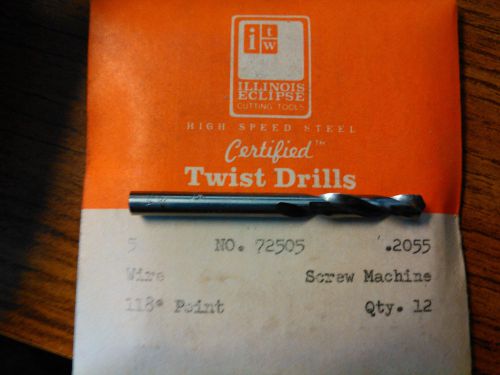 ITW HSS Screw Machine Twist Drills 5 Wire #72505, .2055, 120-pack