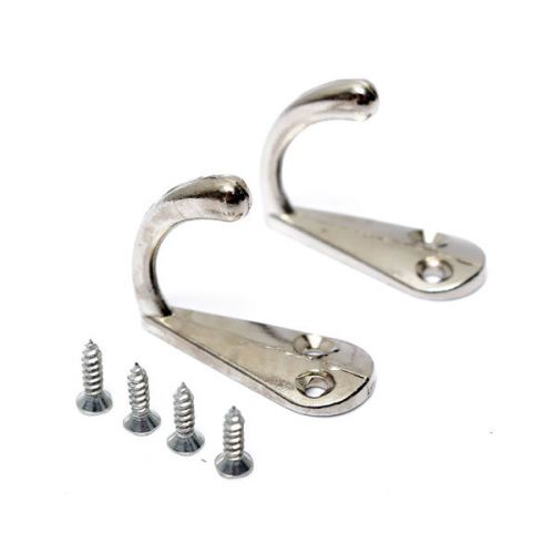 2pcs Chrome Plated Door Wall Robe Hooks Clothes Hat Coat Bedroom Bathroom Hanger