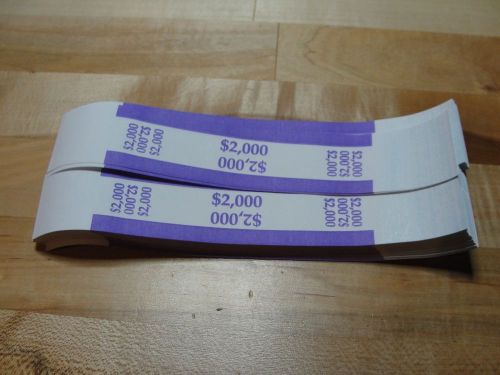 100 SELF SEALING PURPLE $2,000 Currency Straps Bill Bands $2,000 QTY 100