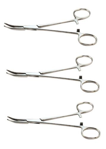 (3)  5&#034; Curved Hemostat Forceps Locking Clamps Stainless Steel US FAST FREE SHIP