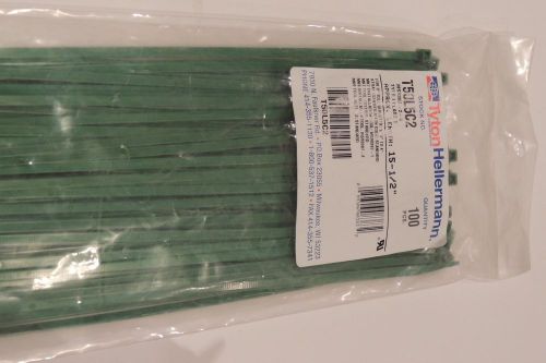 100 Tyton T50L5C2 15 1/2&#034; Green Color Cable Zip Ties Tie Wrap Strap