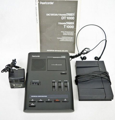 OLYMPUS PEARLCORDER T1000 Microcassette Transcriber w/Foot Pedal &amp; Headset