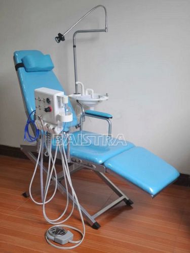 Dental Turbine + Folding Chair DF-C006 Luxury Blue &amp; LED Light Trip Syringe DHL