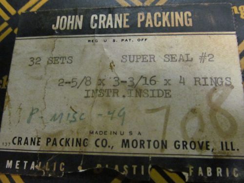 (12) Rings Of JOHN CRANE Packing, Super-Seal #2, 2-5/8 X 3-3/16.