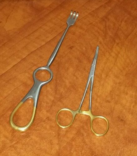 Lot of 2 Leisegang Germany Stainless Instrument Surgery forceps gold