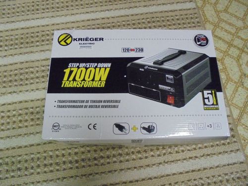 Krieger electric 240 - 120 , 230 - 120 volt transformer step up down 1700 w new for sale
